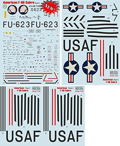 Влажна декларација за авион Американски Ф-86 Сабер Дел-1 Втората светска војна 1/32 Скала за печатење 32-017