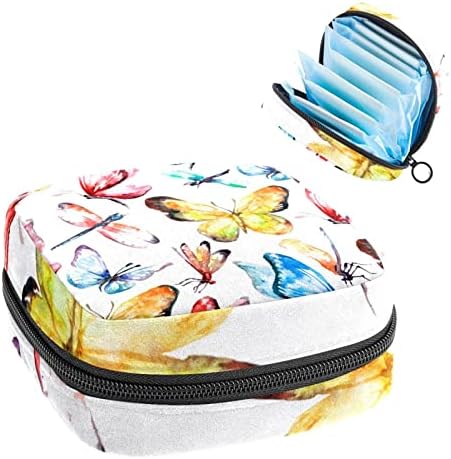 Торба за Складирање На санитарни Салфетки, Pетски Шарени Пеперутки Пренослива Торба За Менструална Подлога За Тинејџерки Чувајте Облоги За