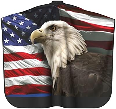Американско знаме ќелав орел салон за сечење коса Кејп крпа, бербер фризер за фризура за фризура за стилизирање на ткаенина за стилизирање на Унисекс 55 x 66 во