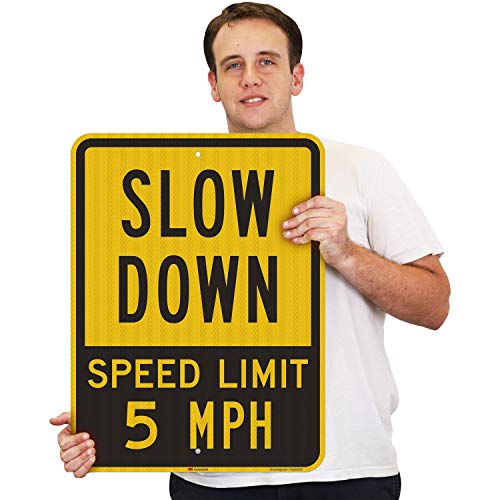 SmartSign „Slow Down - Speed ​​Limit 5 Mph“ знак | 18 x 24 3м со висок интензитет Оценет рефлективен алуминиум