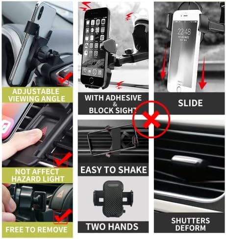 Носител на телефонот Kucok Mount Fit for Cadillac XT5 2017-2023 & XT6 2020-2023, Car Dash Телефонски монтиран вентил за вентилатор Стенд