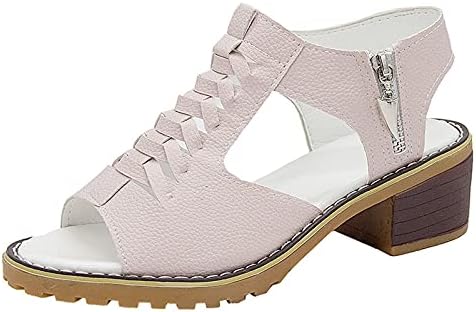 Флекманарт женски сандали летни буци високи потпетици отворени пети римски сандали странични патенти чевли риба уста оддаваа обични сандали