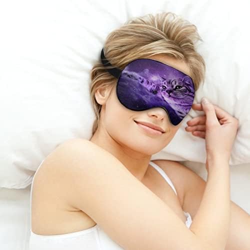 Вселенска мачка спиење за слепите маски за очи, симпатична сенка за очи, смешна ноќна покривка со прилагодлива лента за жени мажи