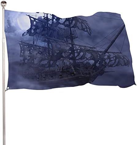 Едрење Пиратски Дух Брод во Дворот Знамиња Живописни Бои & Згаснат Доказ со Метални Grommets Градина Банер за Отворен и Затворен Оркестарот
