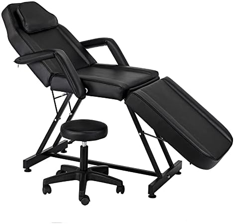Ycfbh 72 Прилагодлив кревет за убавина за убавина салон спа спа -масажа стол за тетоважа со столче црно