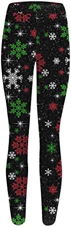 WSKMHK Божиќни панталони за жени 2022, y2k истегната контрола на стомакот плус големина грда Божиќна графичка мека тренингот што работи јога