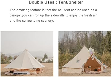 Yurtent 4m/5m двојни wallsидови Бел шатор за 4-6 лица кои кампуваат сите сезони, шатор за дишење на памук од памук