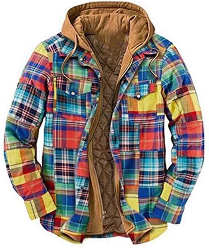 Јорган-фланелна обложена јакна за мажи џемпери фланел фланел кошула јакна карирана качулка јакна копче надолу поставени фланели високи