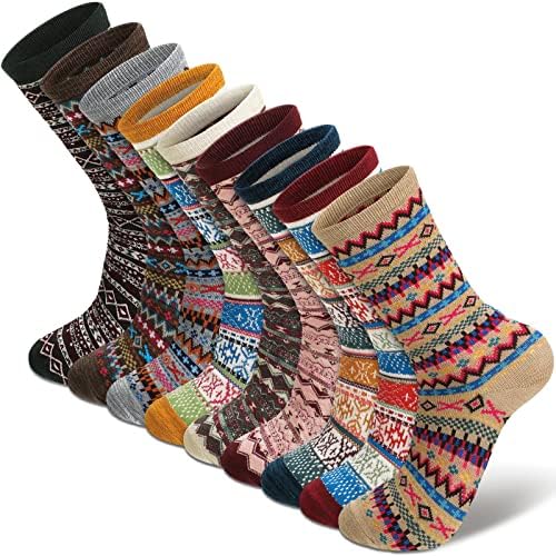 9 Пара Женски Чорапи Топли Чорапи Зимски Дебели Волнени Чорапи Роденденски Божиќни Подароци За Жени Меки Секојдневни Пешачки Чорапи