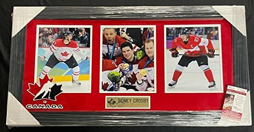 Сидни Крозби потпишани и врамени Олимписки игри во Канада за 2010 година Фото JSA COA големина 33X17 - Автограмирани фотографии од NHL