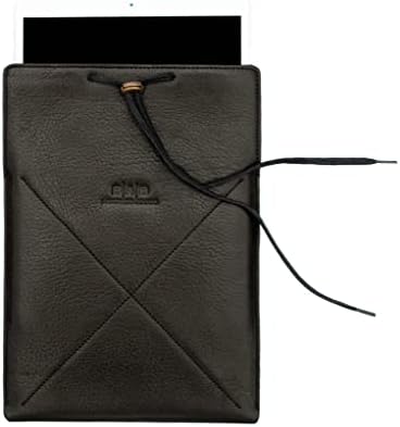 Оригинален кожен ракав со целосна зрна затегнат за iPad или таблета - се чувствува внатрешно - бронзено затворач и влечење - торба за кожен
