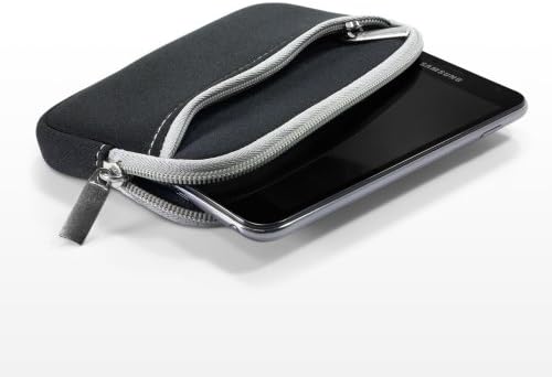 Case Boxwave Case for Blu C5 - мекото количество со џеб, мека торбичка Неопрена покриена ракав Зипер џеб за Blu C5 - Jet Black со сива трим