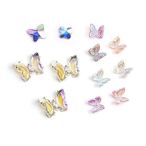 135 парчиња измешајте златен метал 3D дизајн на ноктите, пеперутка накит кристали декорација камена смола привлечност rhinestones diy