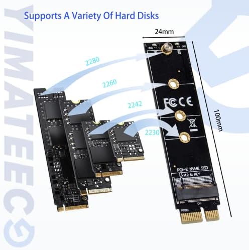 Adapter yimateeco pcie nvme, NVME до PCI X1 картичка, PCIe до M.2 M-Key Expansion Card Compantible PM961, 960evo, SM961, PM951, SM951