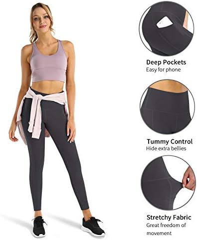 Фенгбај со висока половината јога панталони со џебови, хеланки на капри за жени за контрола на стомакот, кои работат со 4 хеланки на тренингот