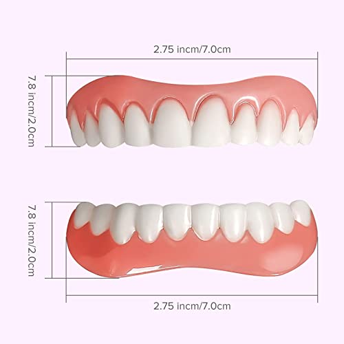 Лажни заби, 2 парчиња заби на фурнири за жени и мажи, стоматолошки фурнири за привремена поправка на забите горната и долната вилица,