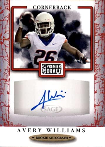 2021 Sage HIT Premier Draft Autographs Red A90 Avery Williams RC RC Rookie Auto Football Trading Card