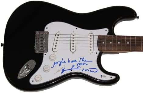 Пати Смит потпиша автограм со целосна големина Црна фендер Стратокастер Електрична гитара со луѓе имаат натпис за моќност со песна