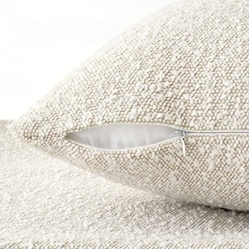 Miulee Декоративно фрлање перница за перници 12 x 20 инчи од слонова коска од бела перница, лумбална перница, покритие текстуриран
