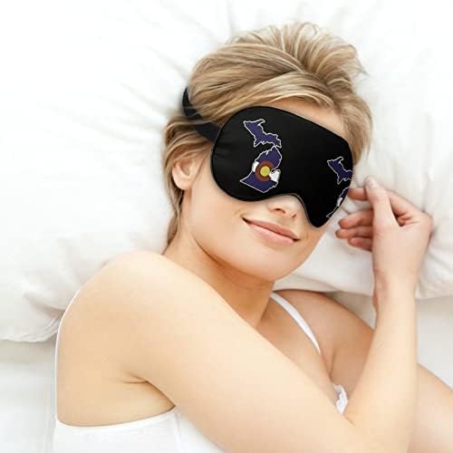Мичиген Преглед Колорадо Знаме Мека Маска За Очи Капак Ефективно Засенчување Удобност На Очите Маска за Спиење Со Еластичен Прилагодлив