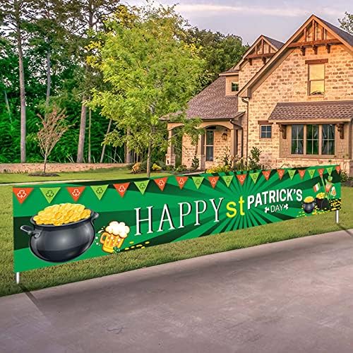 Декорации На Денот На Свети Патрикс, Среќен Зелен Шамрок, Ирски Банер За Зелено Знаме На Свети Патрик, Знак За Трем Добредојдовте
