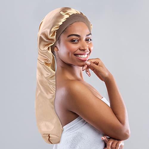 Силиконска четка за туширање со долга рачка долга плетенка долга коса сатен -ноќна количка со долга барел капа за нега на коса убавина