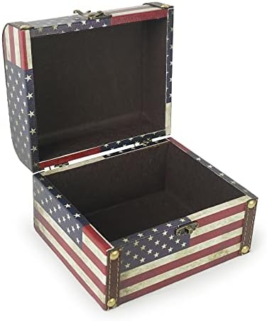 Куфер Со Мало Американско Знаме - Украсни Кутии За Спомен На Богатство Гроздобер Кутија За Накит За Складирање Калај За Деца