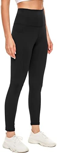 Бањарни руно поставени хеланки за жени со џебови зимски топло високо половината јога панталони кои трчаат хулахопки
