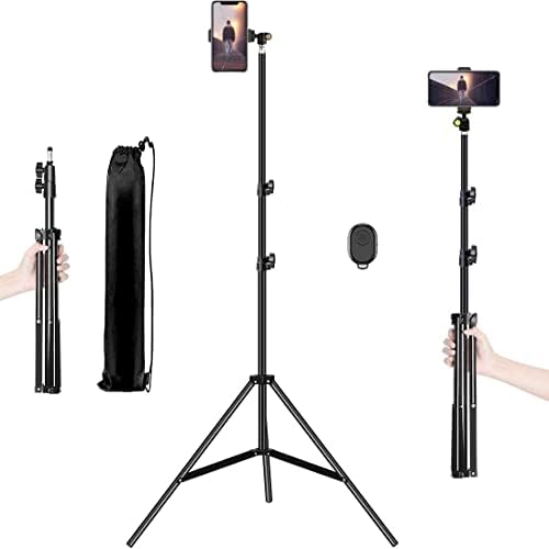 Селфи стап статив, 65 Проширувачки висок фотоапаратен мобилен телефон Трипод штанд со далечински управувач за iPhone 14 13 12 11 Pro Max