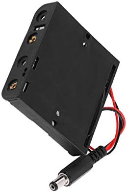 AEXIT 5.5MMX2.1mm DC случаи на батерии за машки конектор за кутии за кутии за кутии за црна боја за 4 x 1,5V случаи АА батерија