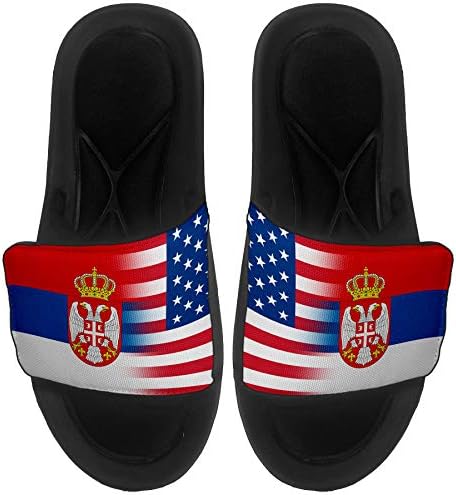 ExpressItbest Pushioned Slide -On сандали/слајдови за мажи, жени и млади - знаме на Србија - Србија знаме