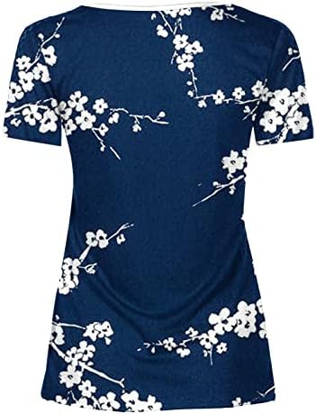 Женски 2023 лето есен цветни печатени врвови на капчиња чипка трим v вратот 3/4 ракави маици обични презаситени маички