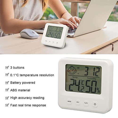 Монитор за влажност на температурата, дигитален хигрометар со напојување со батерија 0,1 ° C Температура Резолуција Голем LCD екран ABS