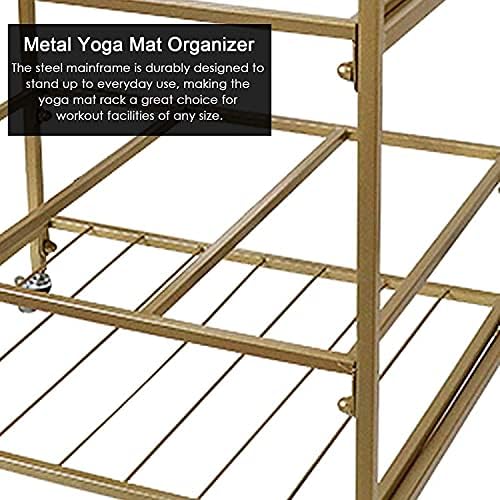 Jtyx Roam Roller & Yoga Mat Shastic Rack, подвижна решетка за складирање на спортска опрема со тркала, Домашен салата за јога држач