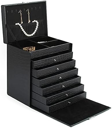 Qiaononai ZD205 Кожна накит кутија со трислојни кутии за складирање за жени Организатор за козметички организатор на косец за