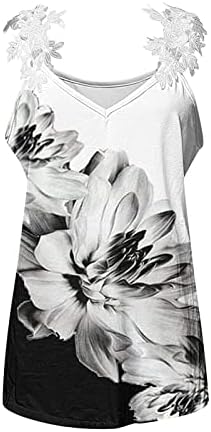 Teen Girl Tees графичка блуза, без ракави од рамото, фрлајќи деколте, чипка чипка лето летни маички 2023 7G