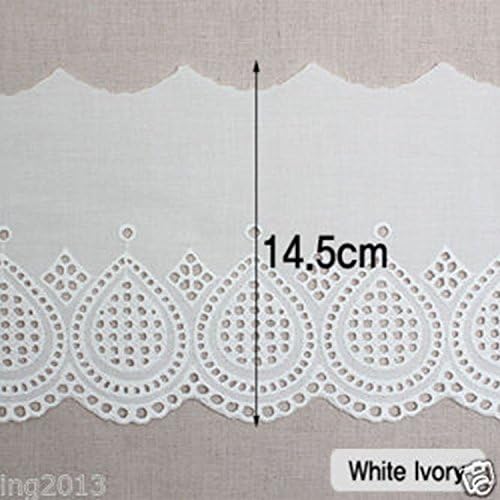 1yard broderie anglaise памучна чипка за окулење трим 14,5 сантиметри бело-винорија SH5