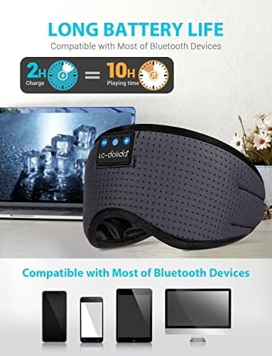 ТОПОИНТ Bluetooth Маска За Спиење Безжични Слушалки, Слушалки За Патувања За Покривање На Очите За Спиење Со Микрофон Без Раце,