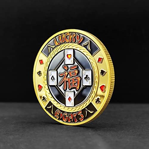 Среќен Број 8 Покер Монета Среќа Збор Паричка Казино Чип Медал Медал Метална Картичка Притиснете го Врвот На прстот Забава Реквизити
