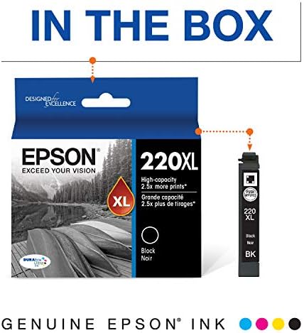 Epson T220XL-BCS мастило со кертриџ, 4 пакувања, црна, цијан, магента, жолта и T220XL120-S Dura Ultra Black High Capits Caster Ink