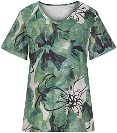 Викторија маица јуниори кратки ракави против вратот спандекс paisley цветни опуштени вклопувачки врвови кошули тинејџерски девојки ој