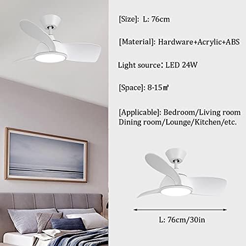 Cutyz Реверзибилен вентилатор на таванот со лесна тишина 5 брзини во спална соба LED затемнета светлина на таванот со далечински