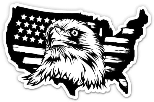 Американско знаме налепница во облик на орел - налепница за лаптоп 3 - водоотпорен винил за автомобил, телефон, шише со вода - патриотска