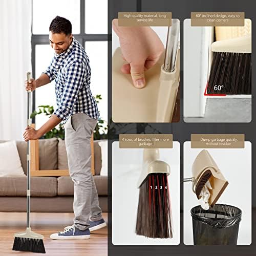 BoxEdhome Домаќинството метла и прашина Поставете долга рачка за чистење на метли за употреба во канцеларија за кујнски подот, исправена стоечка