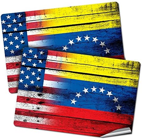 Две 2 x3 декларации/налепници со Flag of Venezuela - Wood W USA Flag - долготраен квалитет на премија