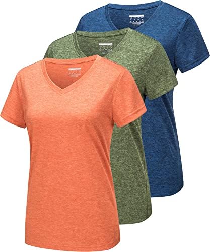 Magcomsen 3 пакувам маица за кратки ракави за жени со v-врат Брза суво атлетски маица што работи со вежбање јога врвни маички со маици