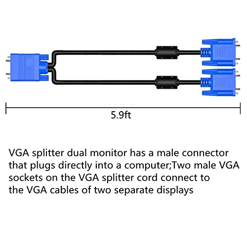 ТОА OSAYDE 9.8 ft VGA SVGA HD Кабел Машки-Машки Видео Кабел Еден-На-Два Сплит Екран Поддржува 1080p Full HD, Погоден За проектори,