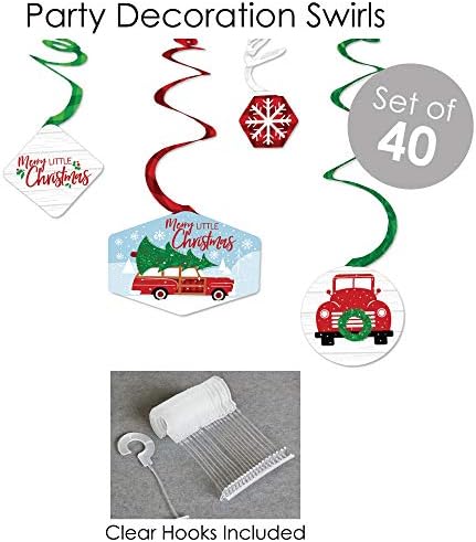 Голема точка на среќа Среќна мала новогодишна елка - Црвен камион и автомобил за Божиќни партии - Комплет за декорација на банер - Пакет