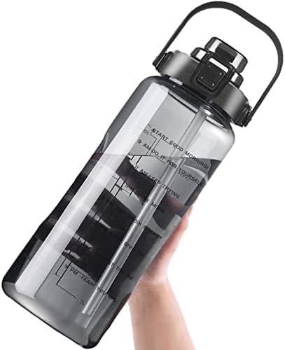 Byribby Cup Големо полу-галон/70oz шише со вода со отстранлив слама-BPA бесплатно водоот со вода со временски маркер за да се осигурате дека