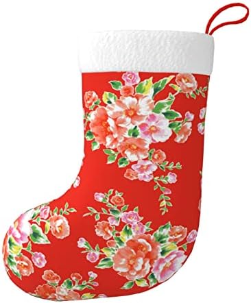 Божиќни чорапи за Божиќни цвеќиња од кинеска Азија Црвена карирана двострана камин што виси чорапи